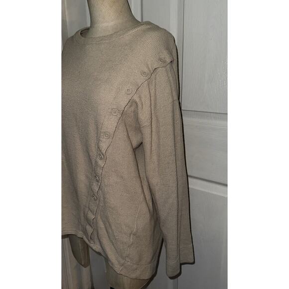 AZUL By Moussy Women’s Light Tan Button 3/4 Sleeve Blouse Size M Cotton - Picture 2 of 6